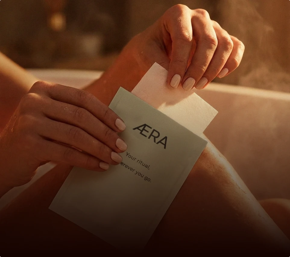 The AERA sheets and dissolvable sachet laid out on a clean surface.